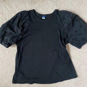 Old Navy Black Puff Sleeve Blouse